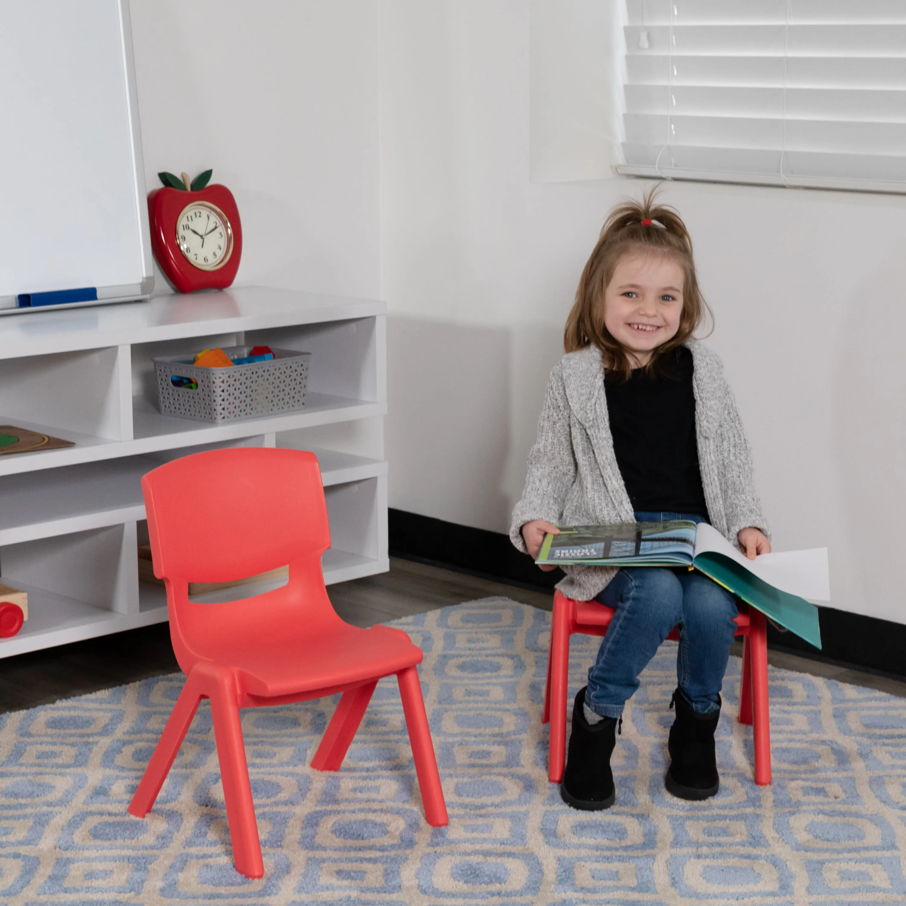 2 Pack Plastic Stackable School Chair with 10.5" Seat Height