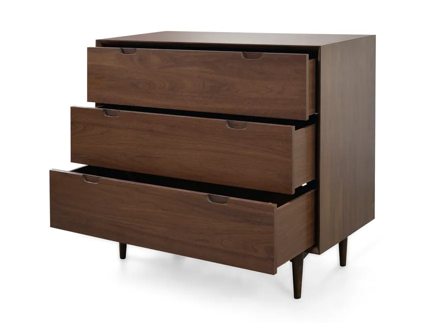 3 Drawer Chest Scandinavian Design - Walnut