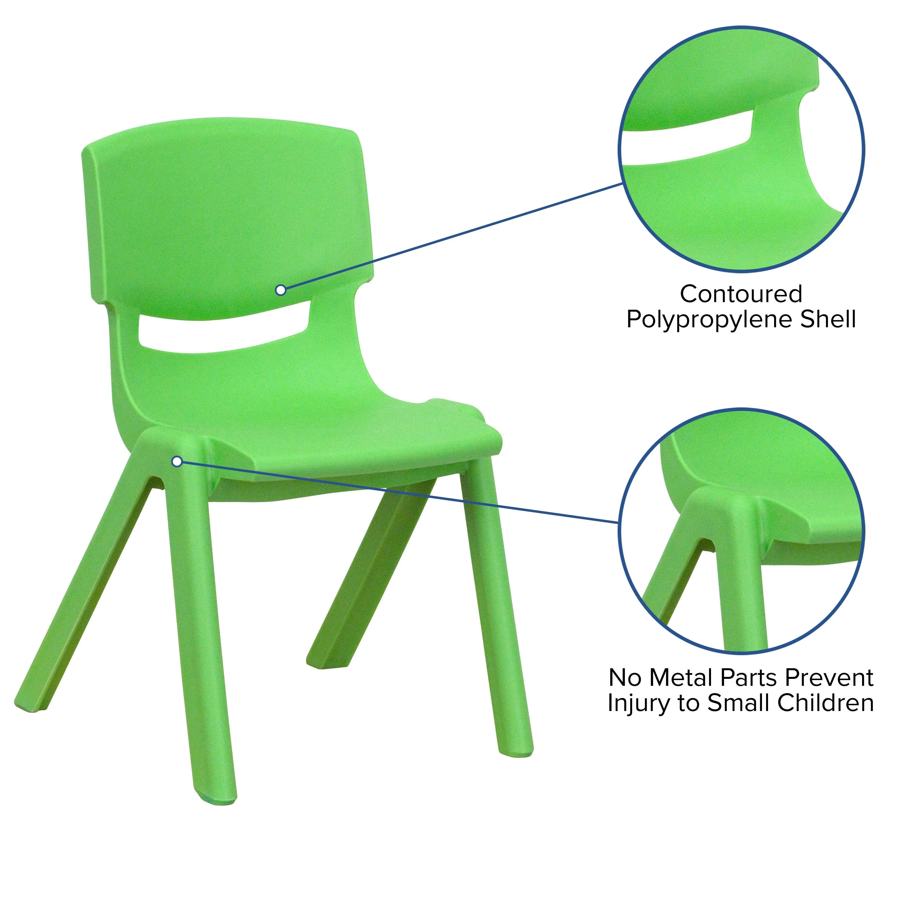 4 Pack Plastic Stackable School Chair with 12'' Seat Height