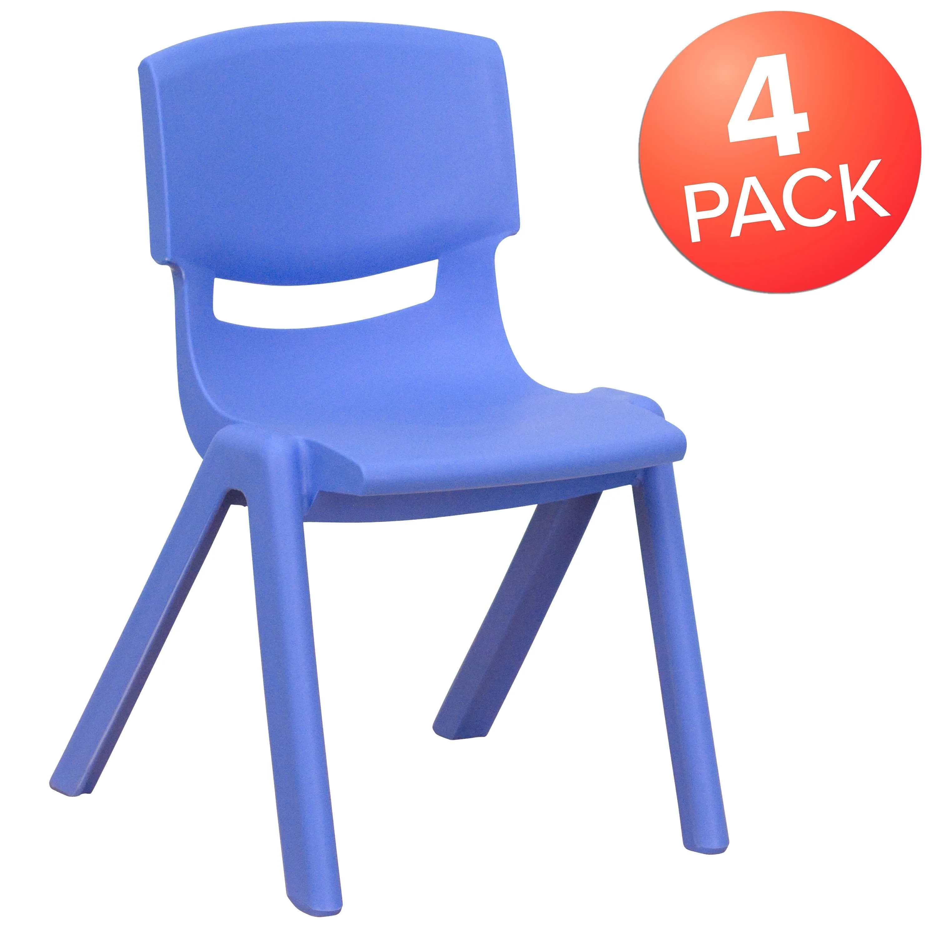 4 Pack Plastic Stackable School Chair with 12'' Seat Height