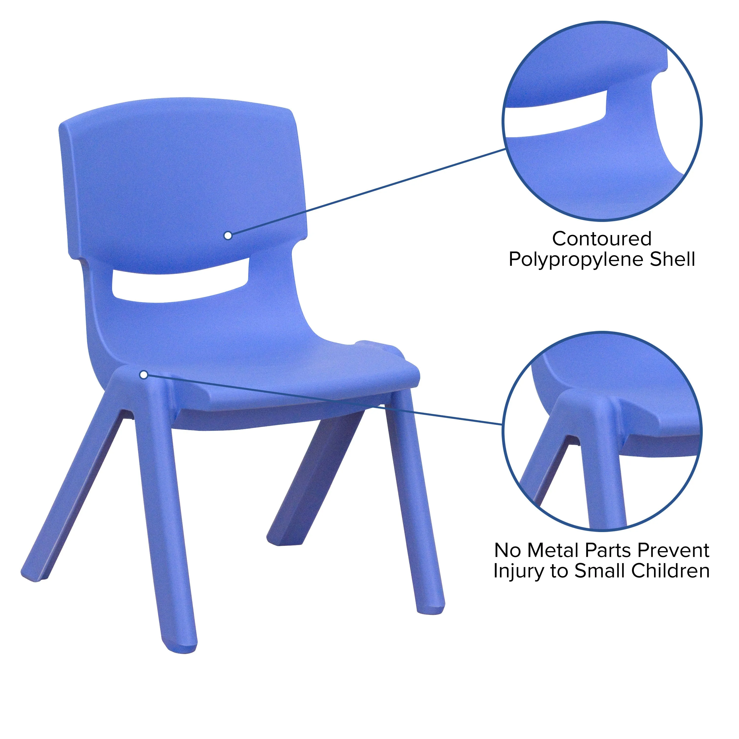 4 Pack Plastic Stackable School Chair with 12'' Seat Height