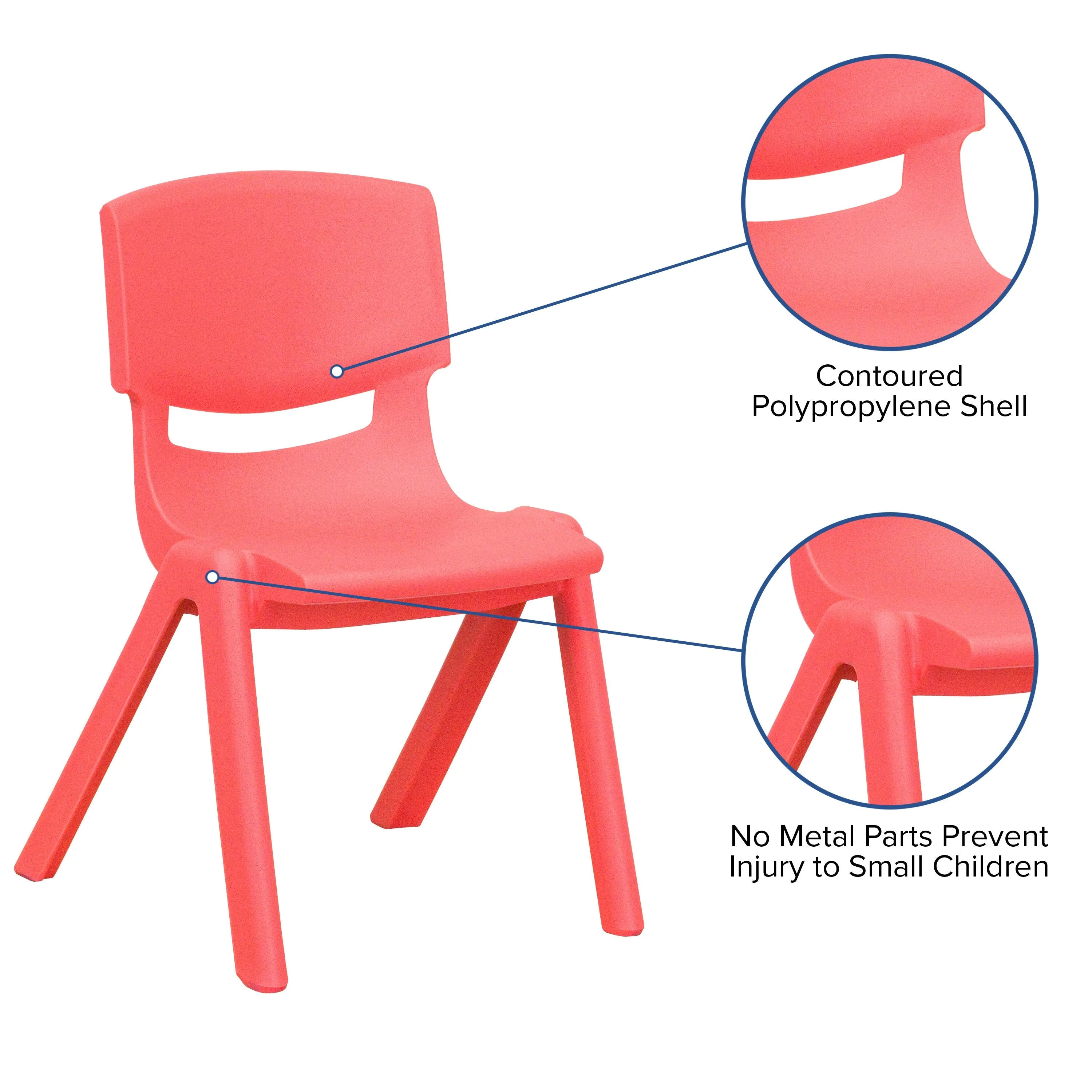 4 Pack Plastic Stackable School Chair with 12'' Seat Height