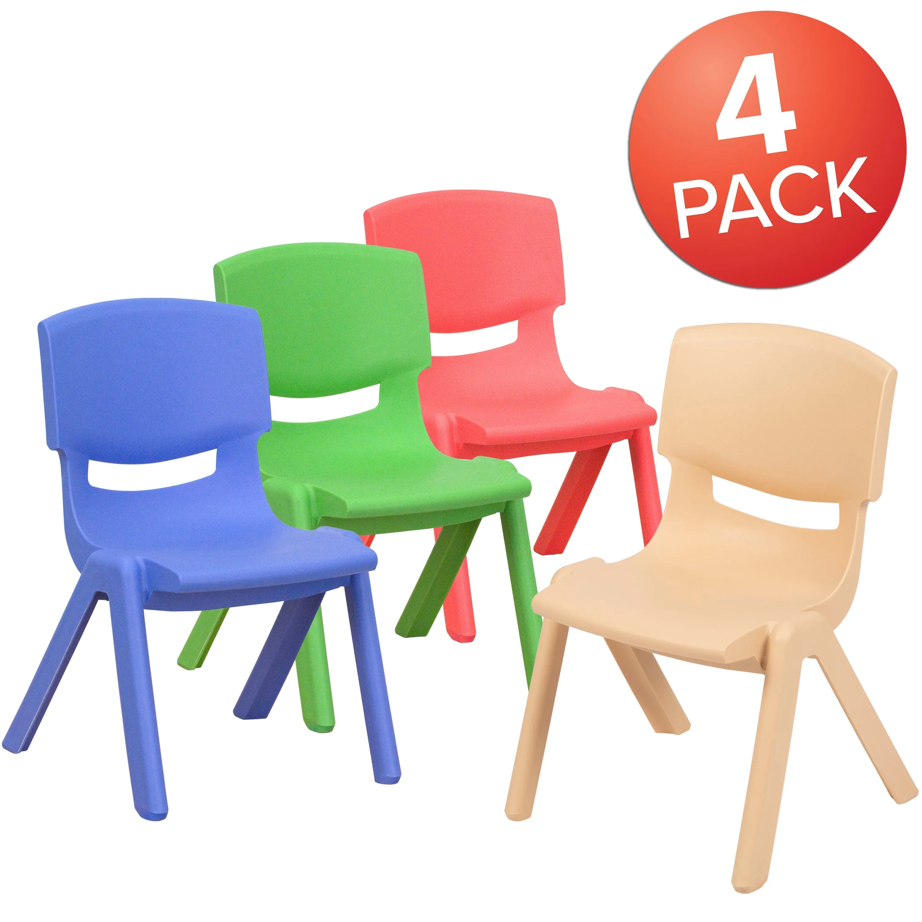 4 Pack Plastic Stackable School Chairs with 10.5" Seat Height