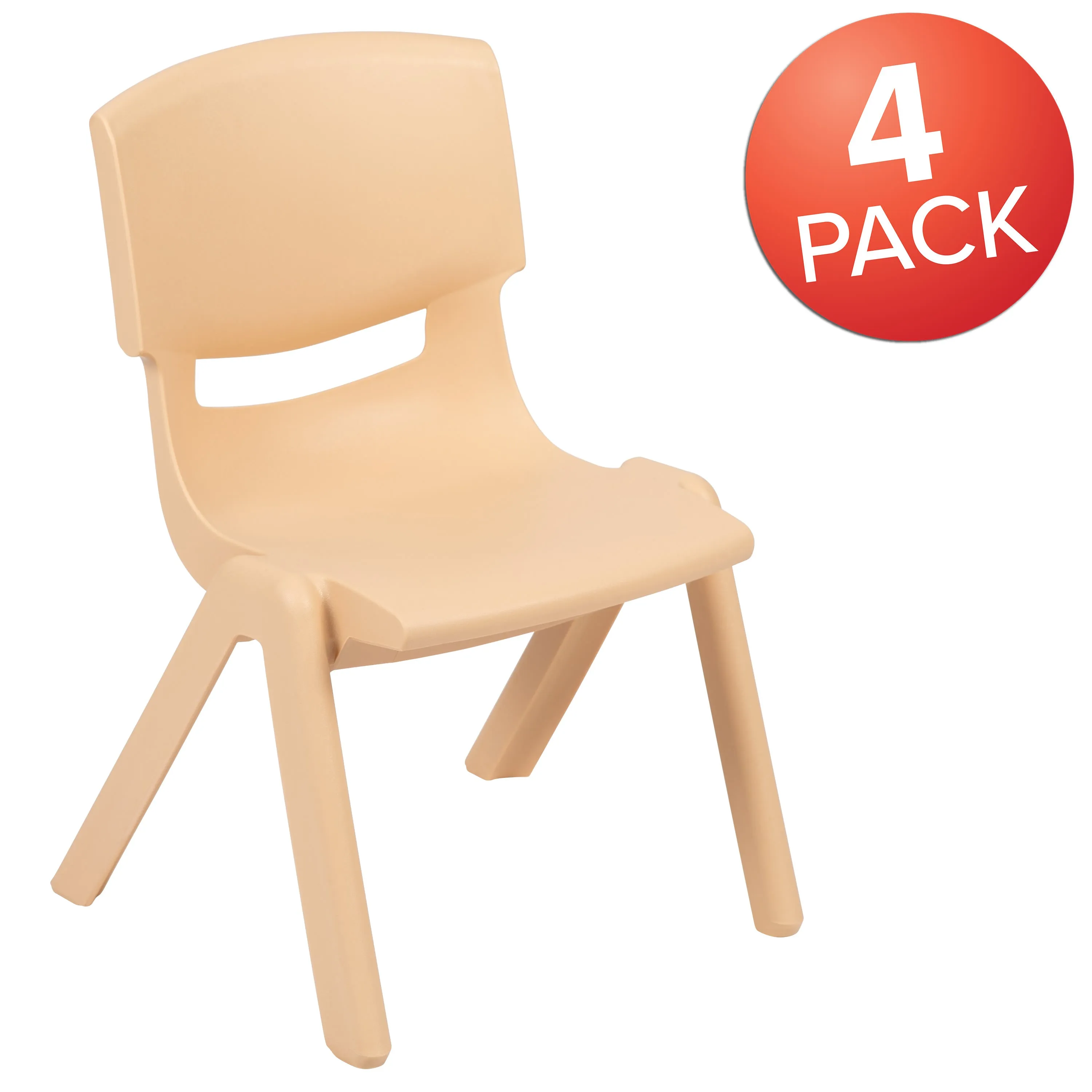 4 Pack Plastic Stackable School Chairs with 10.5" Seat Height