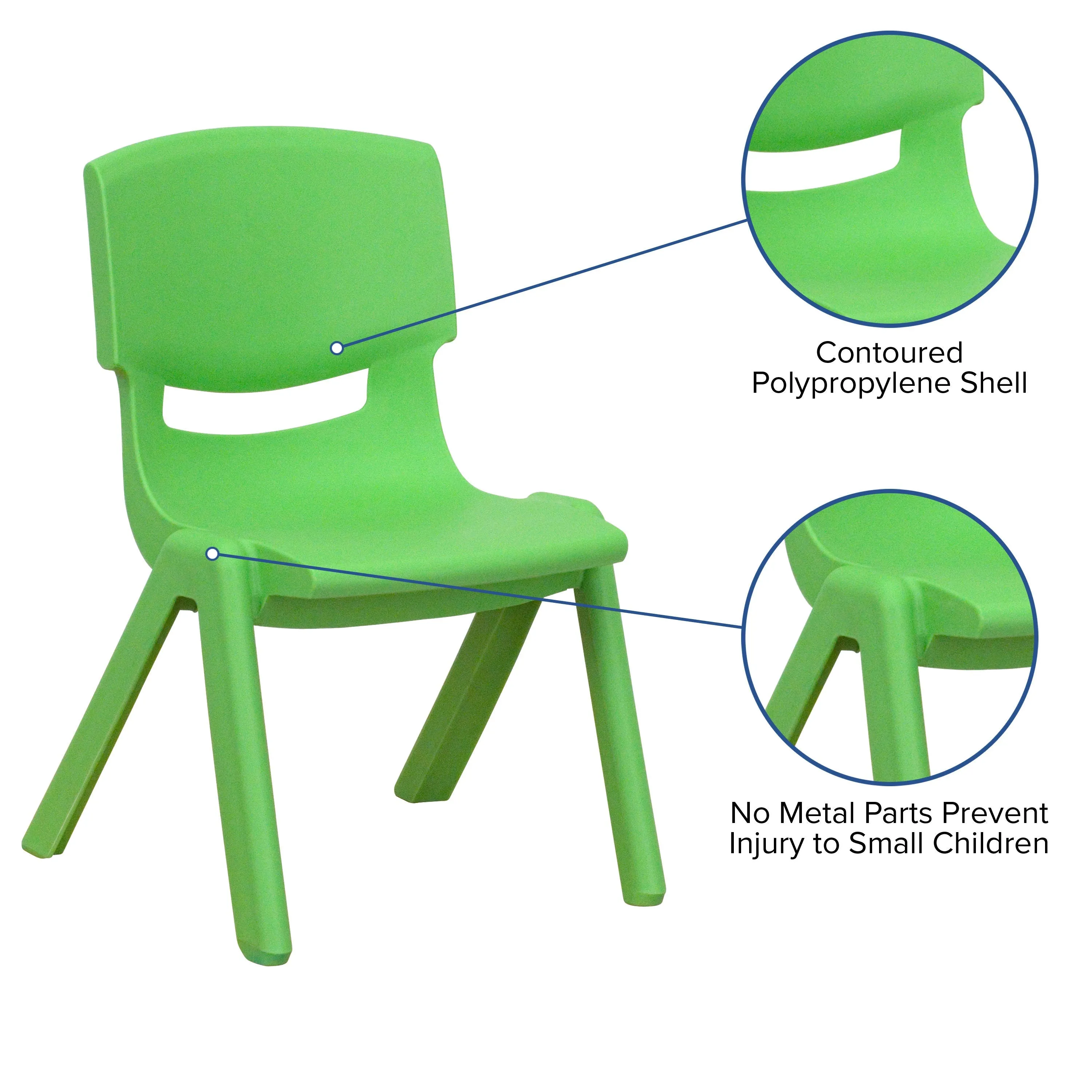 4 Pack Plastic Stackable School Chairs with 10.5" Seat Height