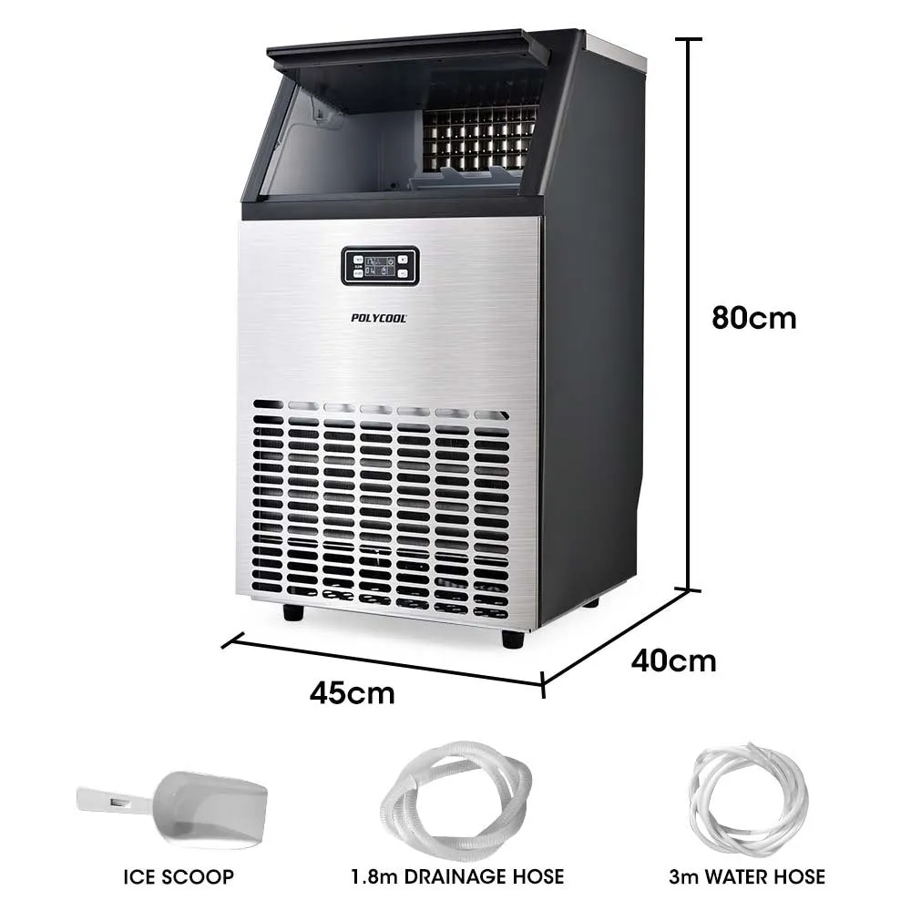 45-65kg Commercial Ice Machine Stainless, LCD, Self-Cleaning