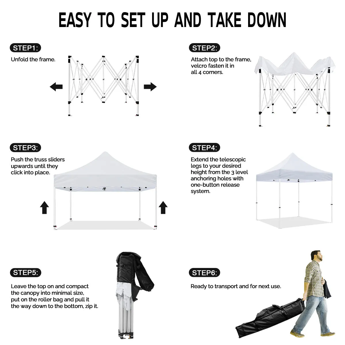 ABLEM8CANOPY 10x10 Pop Up White Canopy Tents