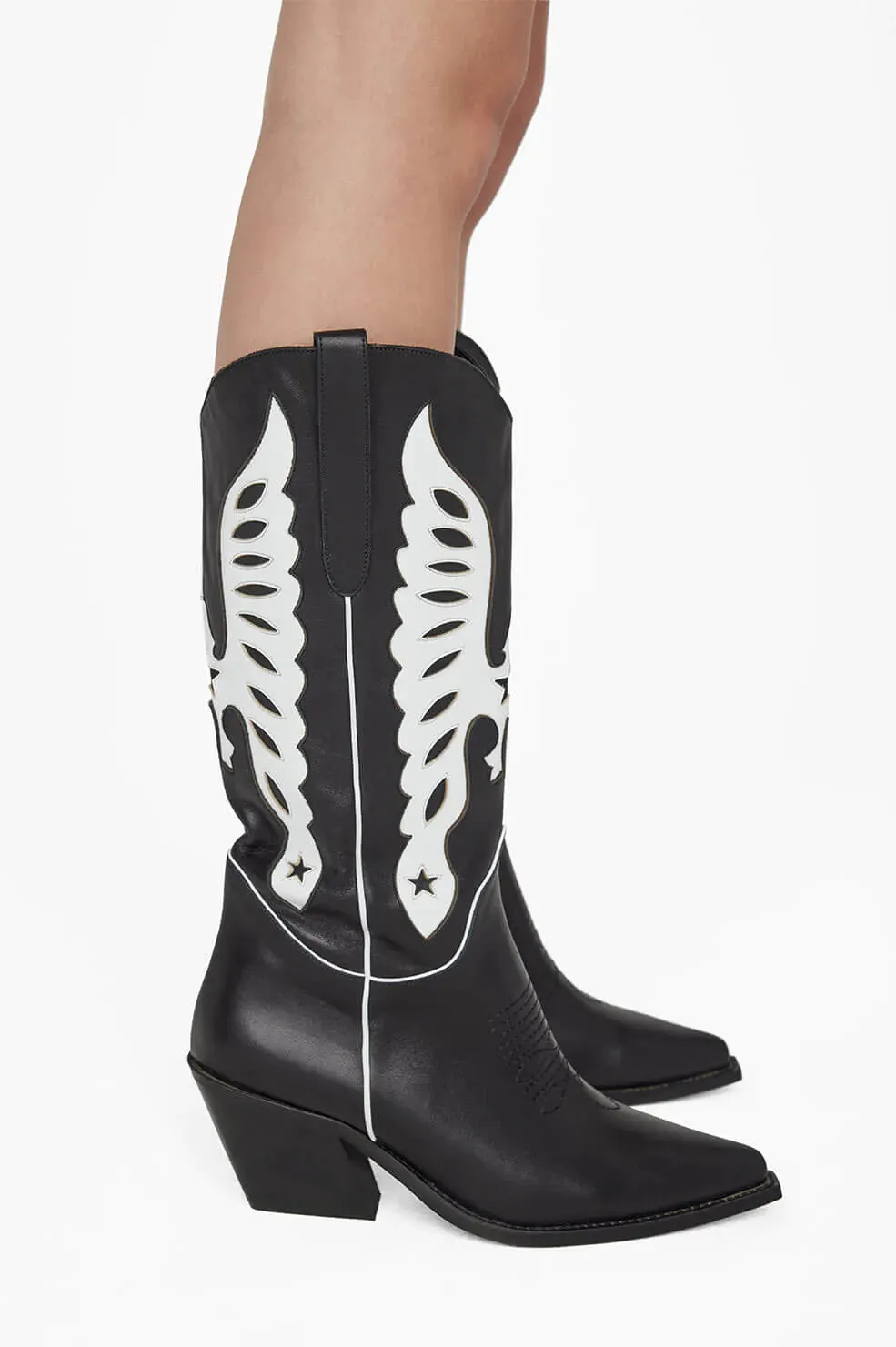 Anine Bing - Mid Calf Tania Boots in Black and White