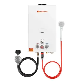 Camplux 10L Propane Portable Outdoor Tankless Water Heater - White