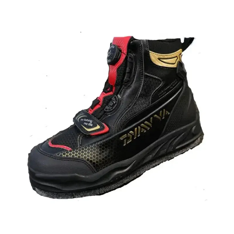 Detachable Felt Out Sole  Anti-Slip Men Rock Fishing Boot Flexible Crampons Fast Spin Lace Up Rock Fishing Shoes Wading Shoes