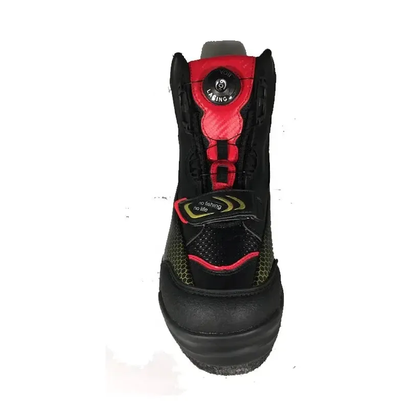 Detachable Felt Out Sole  Anti-Slip Men Rock Fishing Boot Flexible Crampons Fast Spin Lace Up Rock Fishing Shoes Wading Shoes