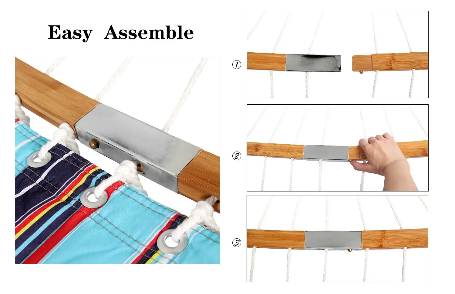 Double Hammock with Fold-able Bar & Detachable Pillow - Bathonly