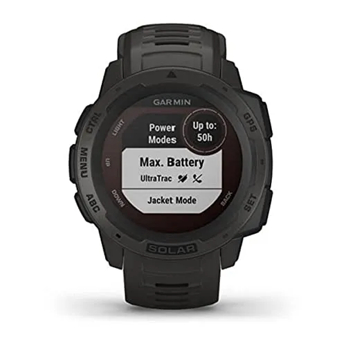 Garmin 010-02293-10 Instinct Solar, Rugged Outdoor Smartwatch with Solar Charging Capabilities, Built-in Sports Apps and Health Monitoring, Graphite