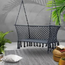 Handmade 2-Seater Hammock Chair, Grey, Outdoor & Indoor - Gardeon