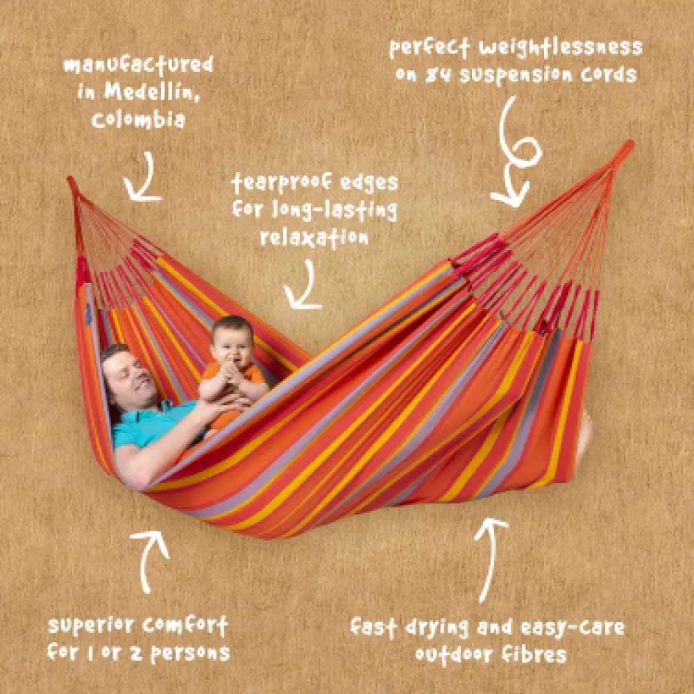 LA SIESTA Brisa Double Classic Swing Hammock with Wooden Stand (W 160 cm)