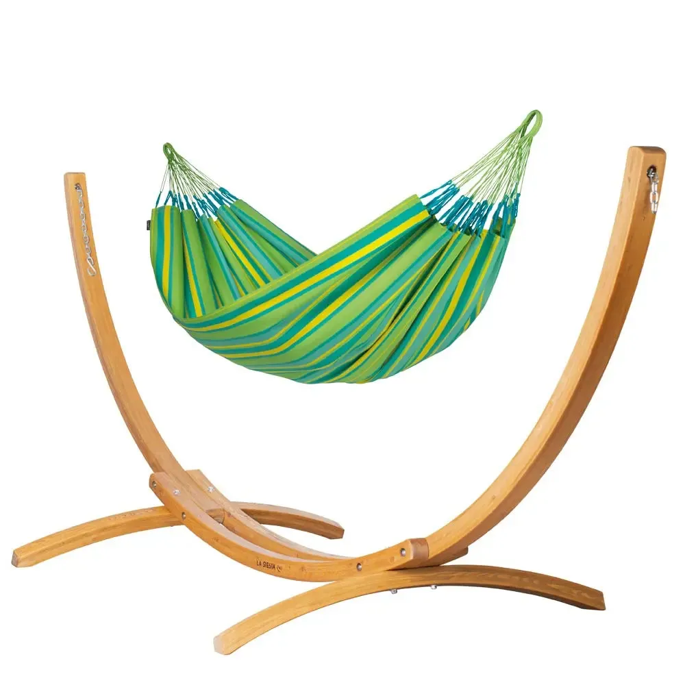 LA SIESTA Brisa Double Classic Swing Hammock with Wooden Stand (W 160 cm)