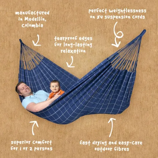 LA SIESTA Brisa Double Classic Swing Hammock with Wooden Stand (W 160 cm)