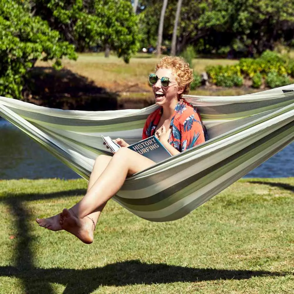 LA SIESTA Brisa Double Classic Swing Hammock with Wooden Stand (W 160 cm)