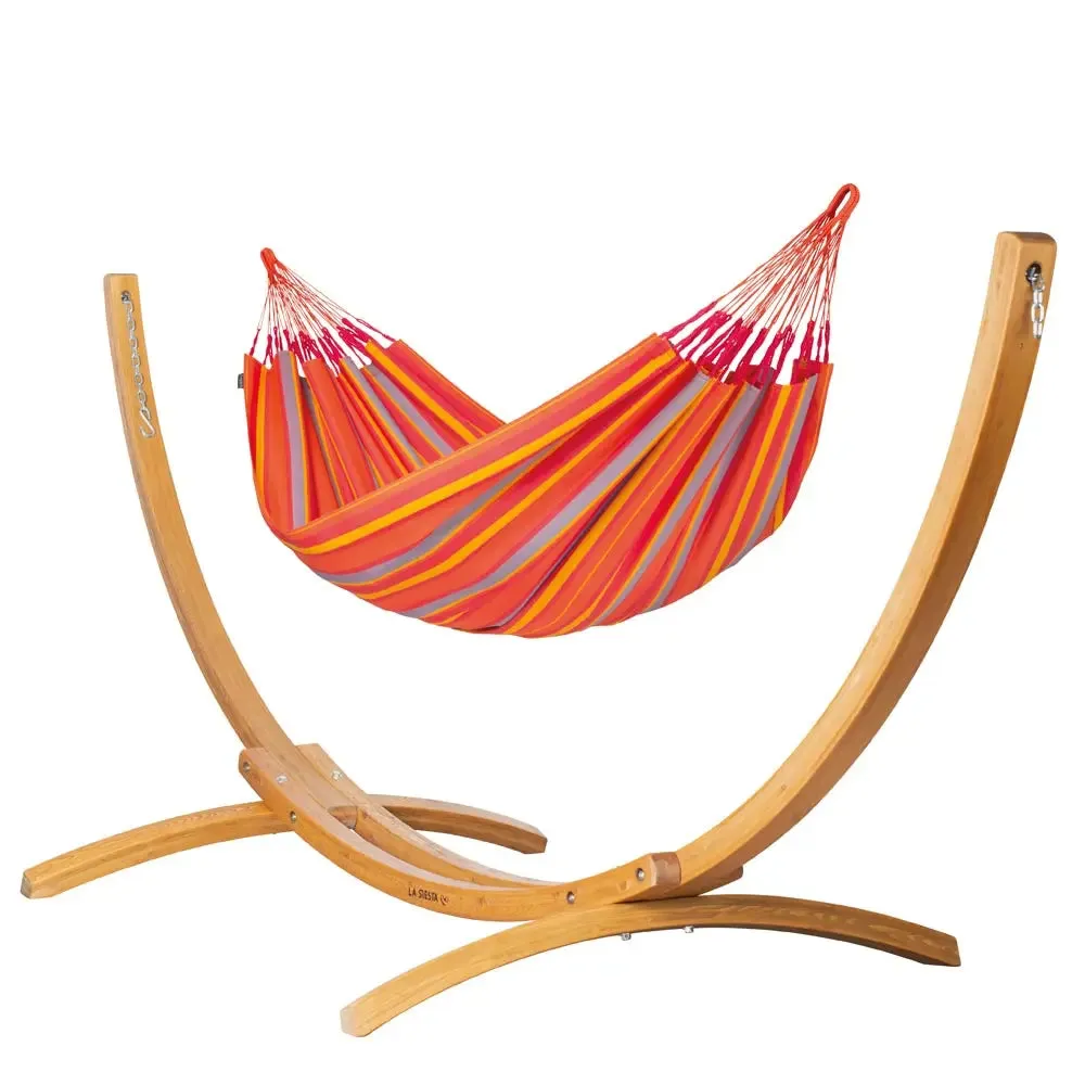 LA SIESTA Brisa Double Classic Swing Hammock with Wooden Stand (W 160 cm)