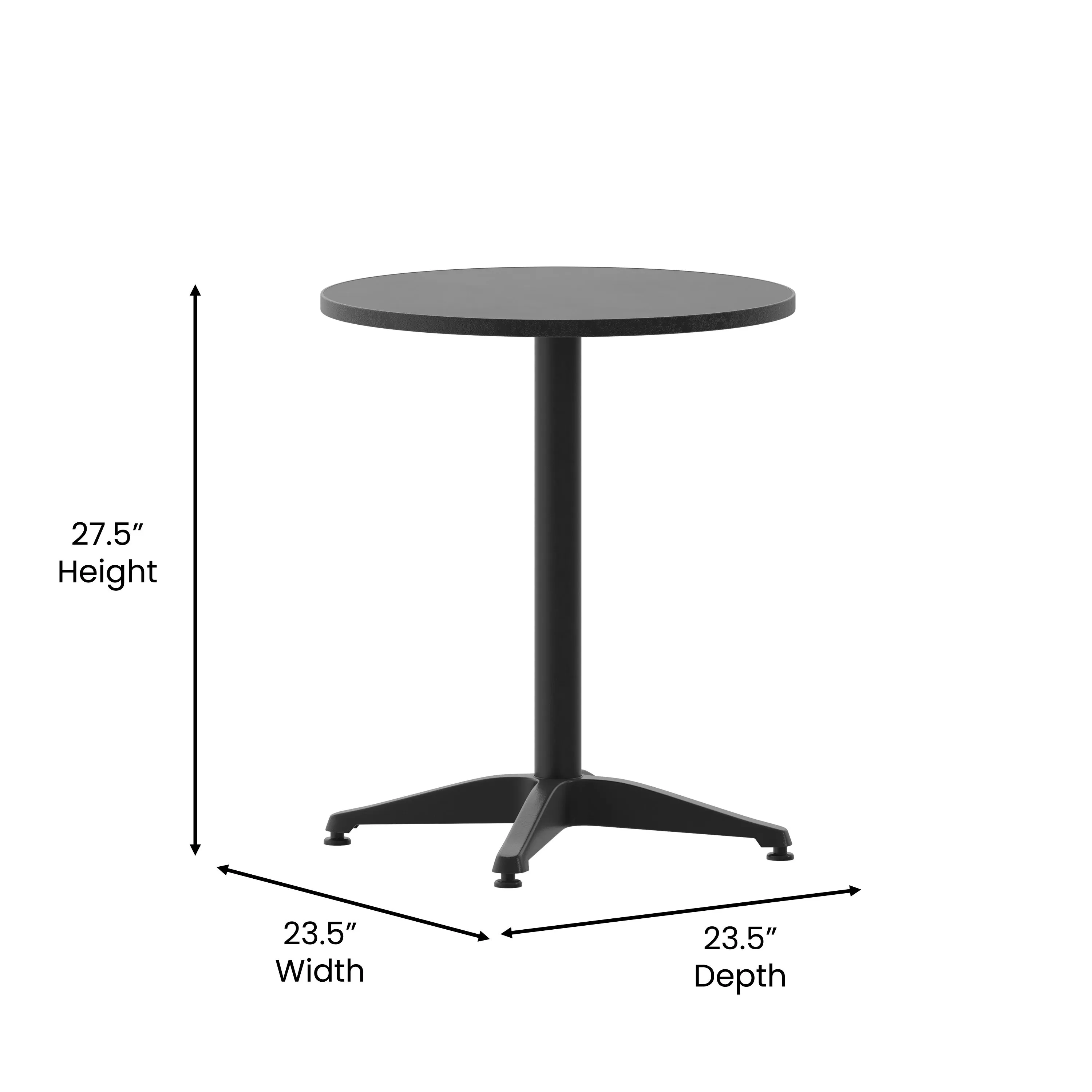 Lila 23.5'' Round Aluminum Indoor-Outdoor Table Set with 2 Slat Back Chairs