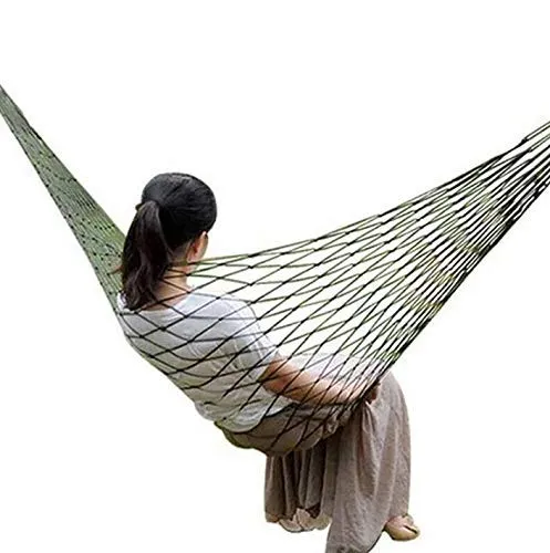 Mesh Pocket Cotton Rope Travel Hammock - AWZSDF