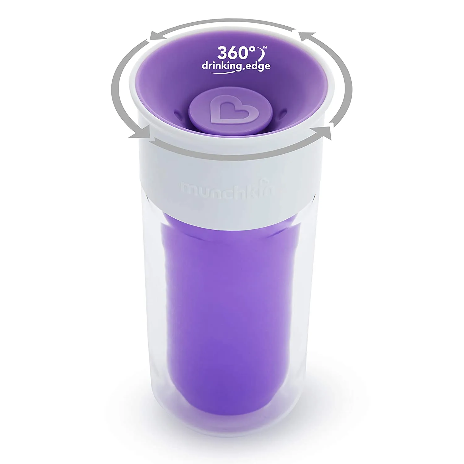 Munchkin Miracle 360 Insulated Sippy Cup, Includes Stickers to Customize Cup, 9 Ounce, Purple