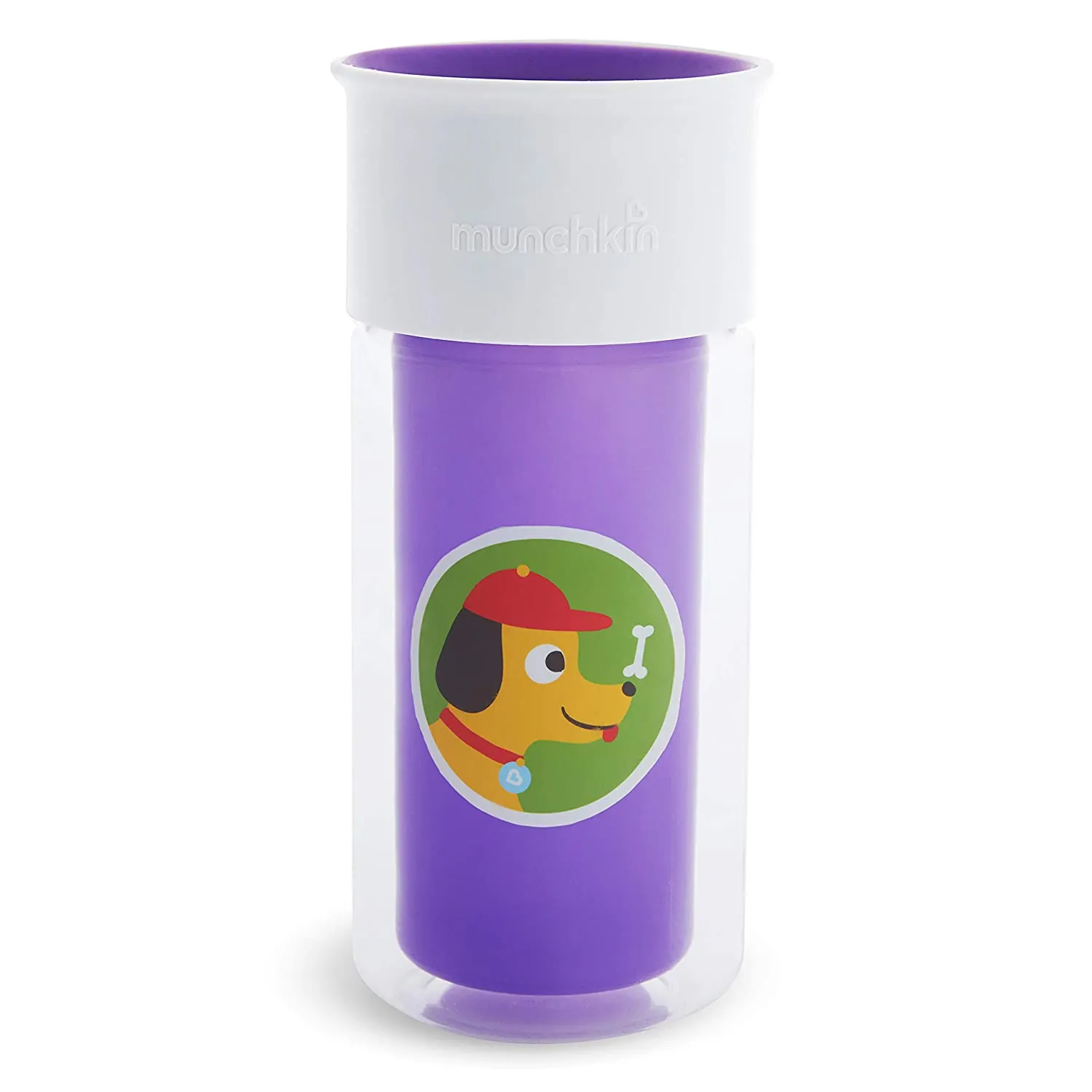 Munchkin Miracle 360 Insulated Sippy Cup, Includes Stickers to Customize Cup, 9 Ounce, Purple