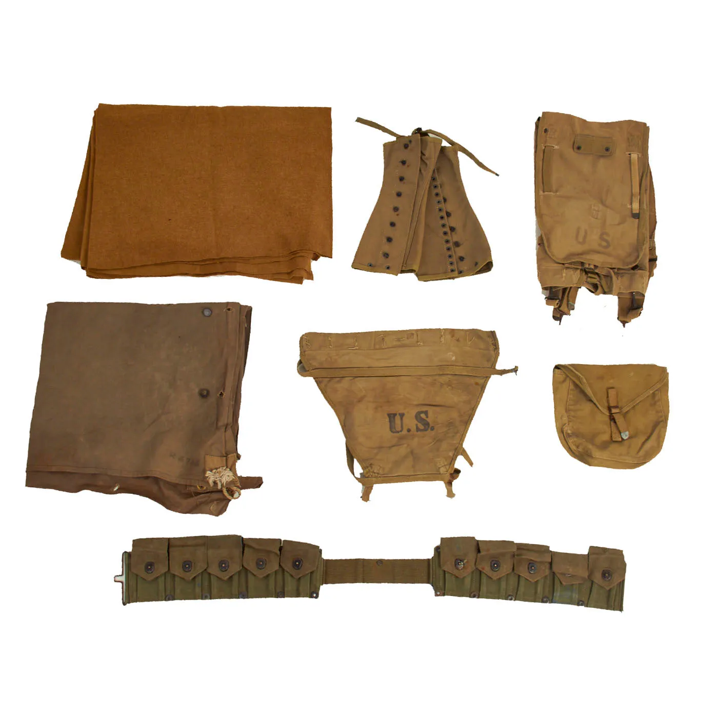 Original U.S. WWII G.I. Field Gear Lot - 7 Items