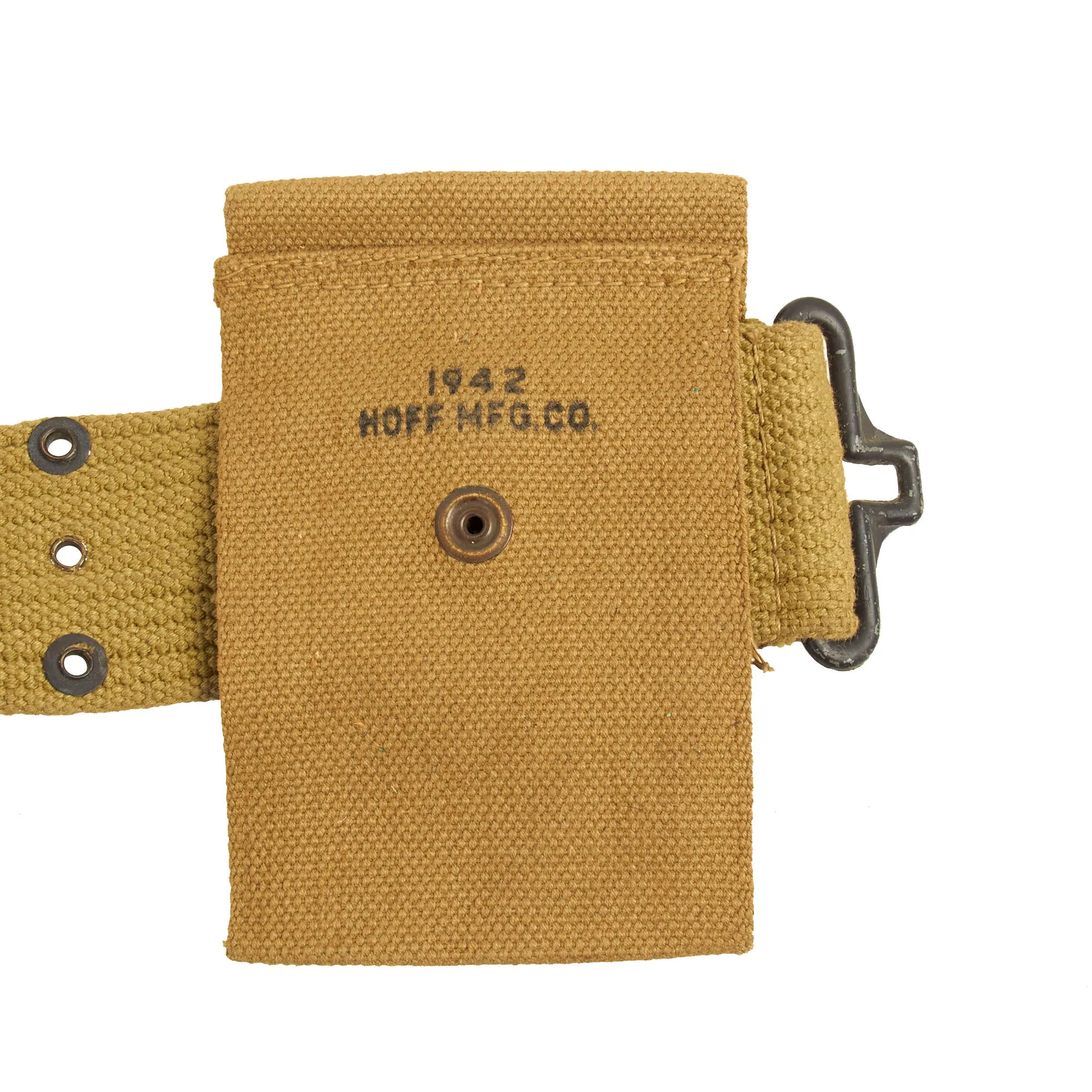 Original U.S. WWII Officer M1936 Pistol Belt, M1911 Holster by Rare Maker, Magazine Pouch, British Made First Aid Pouch WITH Box & Bandage and M1910 Canteen Set