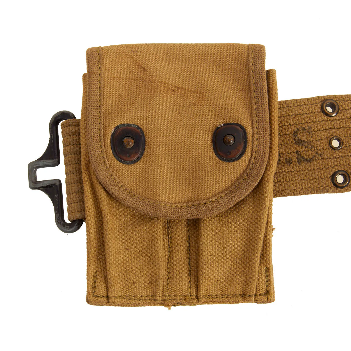 Original U.S. WWII Officer M1936 Pistol Belt, M1911 Holster by Rare Maker, WWI Magazine Pouch & First Aid Pouch WITH Box & Bandage