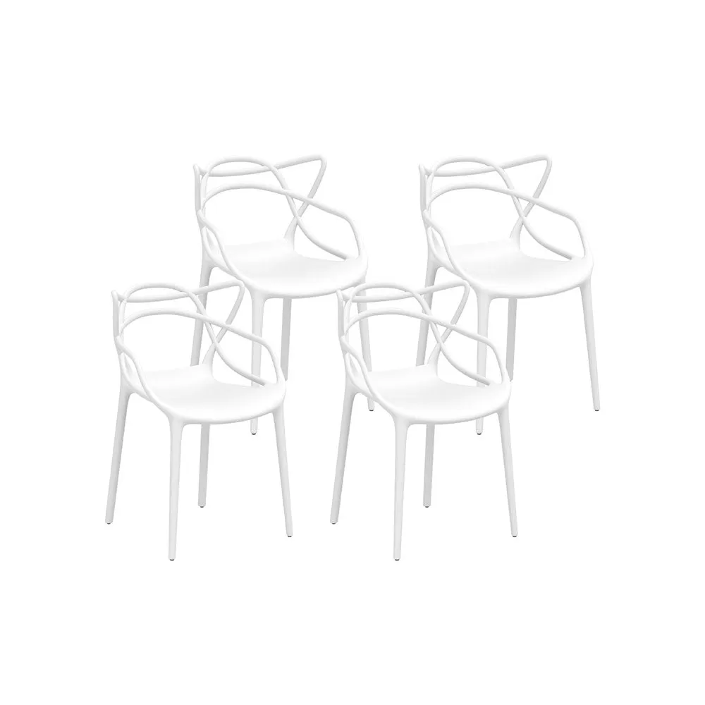 Set of 4 Stackable Outdoor Dining Chairs - White