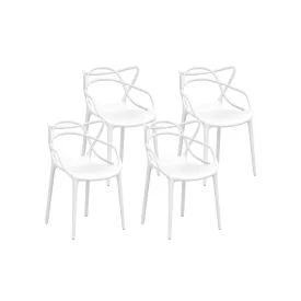 Set of 4 Stackable Outdoor Dining Chairs - White